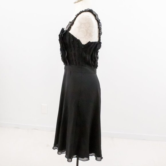 Moschino 8 Silk Ruffle Midi Babydoll Dress LBD - Picture 5 of 14